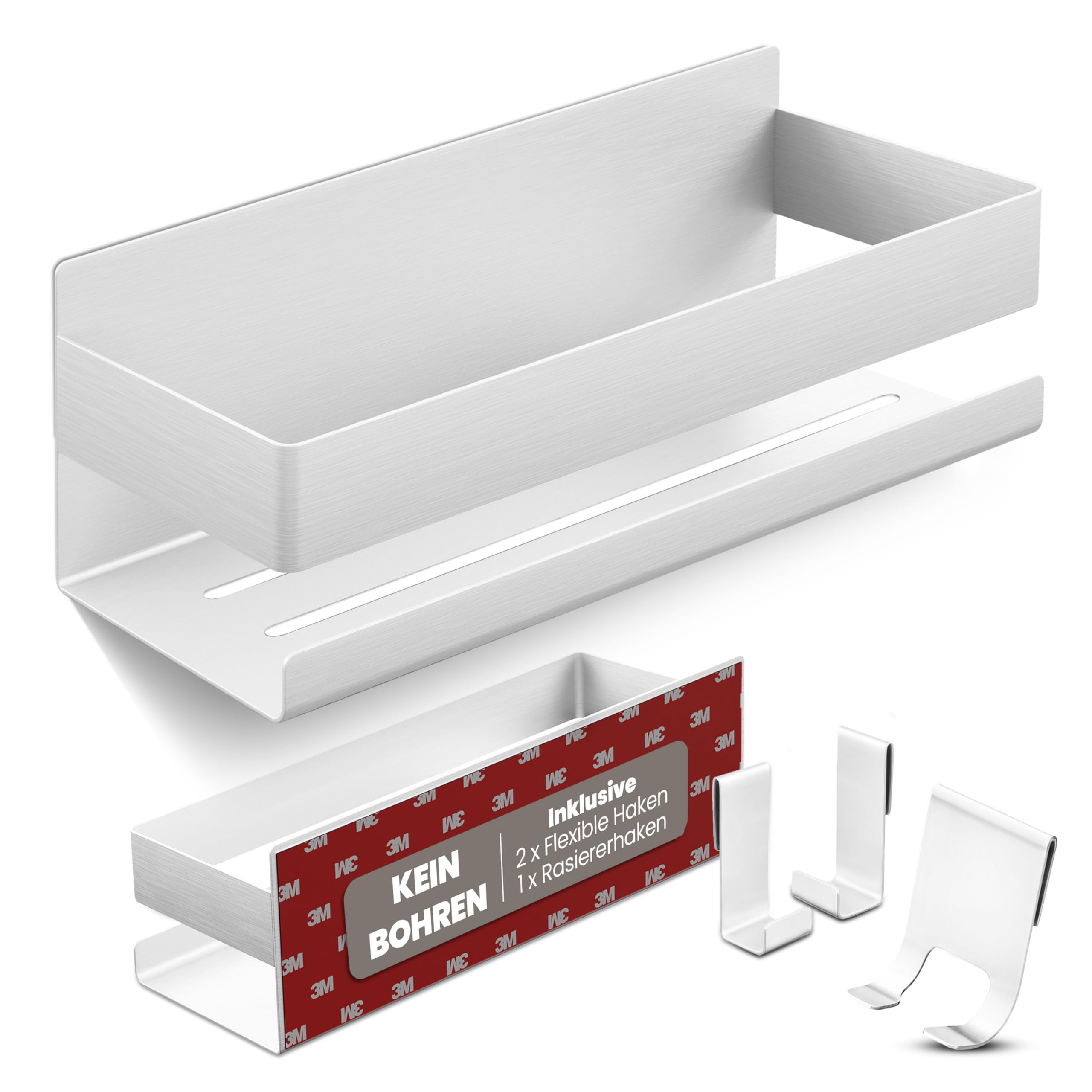 LIEBHEIM Duschablage Ohne Bohren - Badregal - Badezimmer Organizer - Duschregal - Badezimmer Regal - Duschregal Ohne Bohren - Bathroom Organizer - Bad Regal - Duschkorb - Shower Shelf