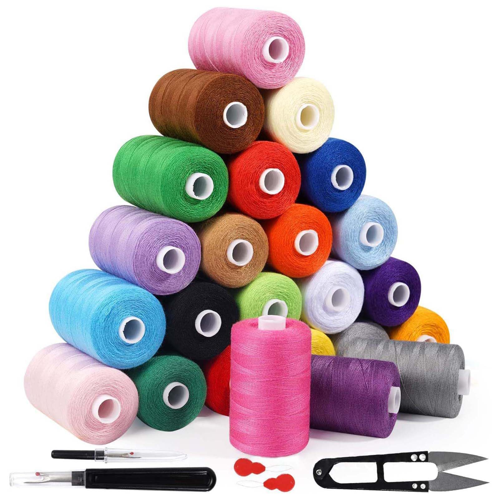 Set di 24 fili da cucito da 910 m per bobina di filo in poliestere per mano e macchina da cucire, filo colorato per ricami artigianali