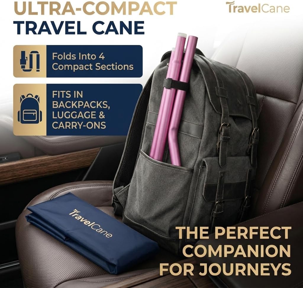 PARLORA Walking Cane 4 Prong for Stability - 3-in-1 Foldable Heavy Duty Cane with Interchangeable Quad & Single Bases, 8 Adjustable Heights, Offset Handle & Wrist Strap for Women, Men & Seniors