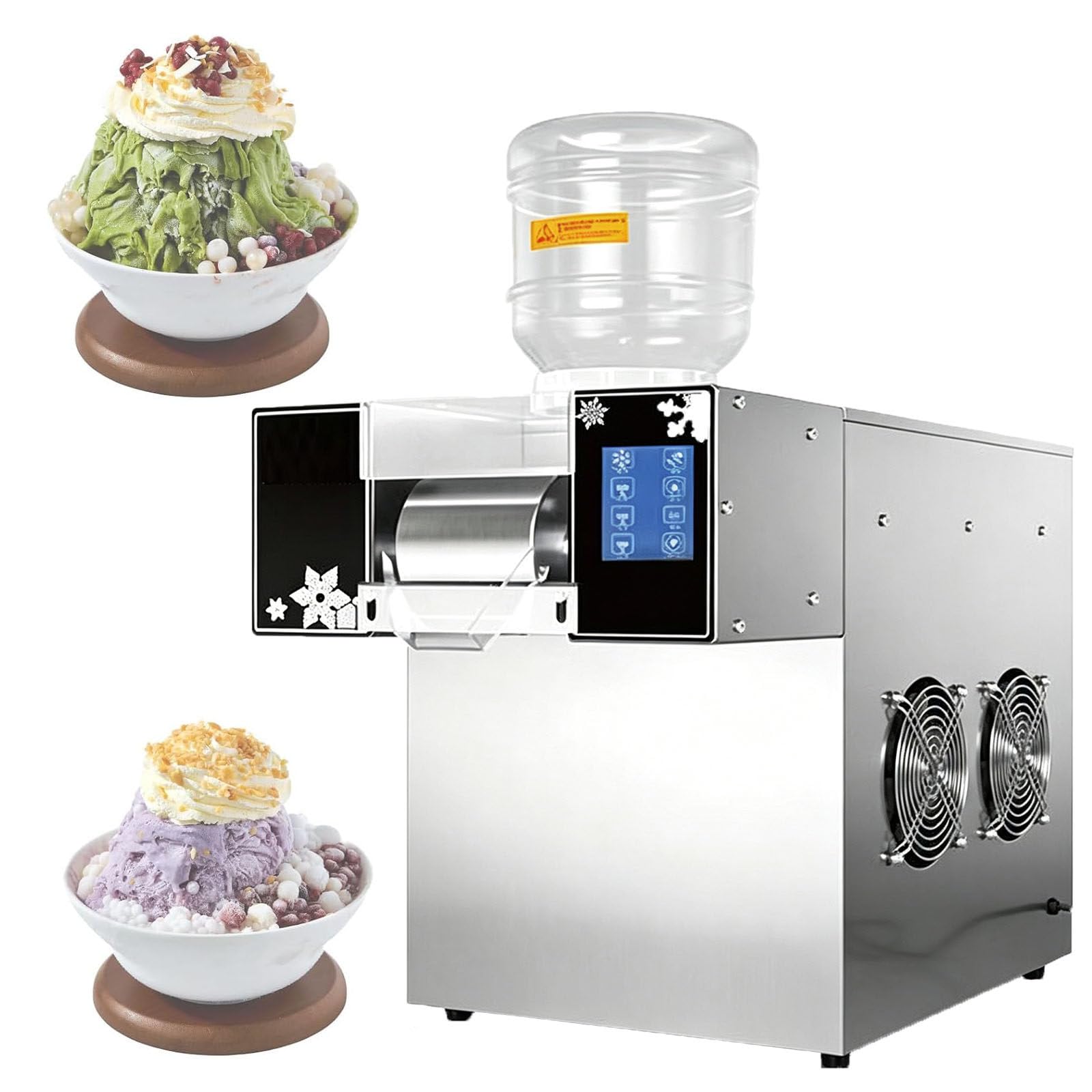 Máquina de Hielo en Escamas Comercial 750W Acero Inox 304 Rápida Aire | Textura Esponjosa Ideal para Bingsu, Té con Leche y Bebidas Frías. Excelente Rendimiento para Cafeterías y Snack Bars