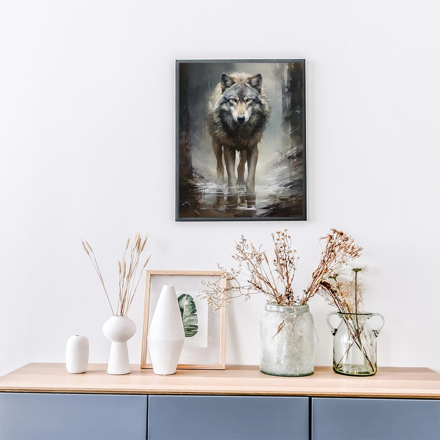 ZUVRDIAI Paint by Numbers Wolf for Adults, Acrylic Oil Painting by Numbers Kits for Beginner with Brushes Paintwork Art Canvas for Home Decor 16x20 Inch