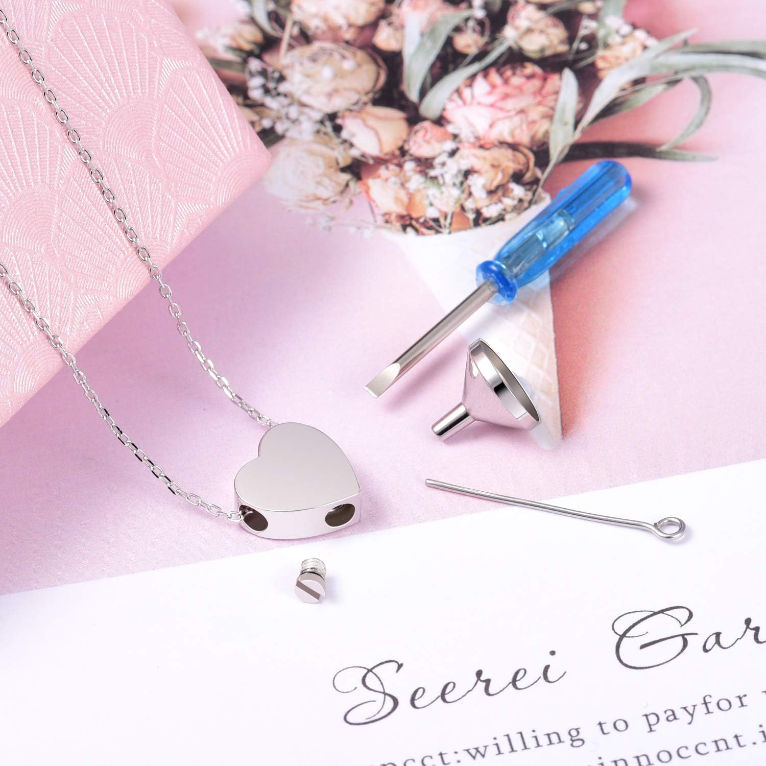 Jinlou 925 Sterling Silver Hold Loved Ones Heart Urn Necklace Pendant for Ashes Memorial Cremation Jewelry