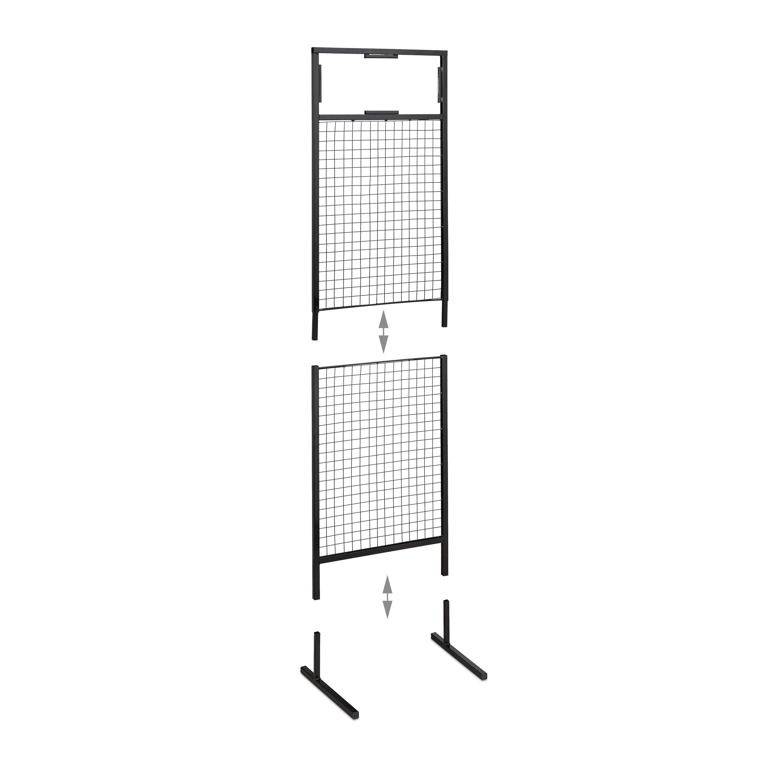 Relaxdays Mostrador de tienda, Panel expositor de rejilla, 10 ganchos, Acero, 21x65,5x44,5 cm, 1 Ud., Negro