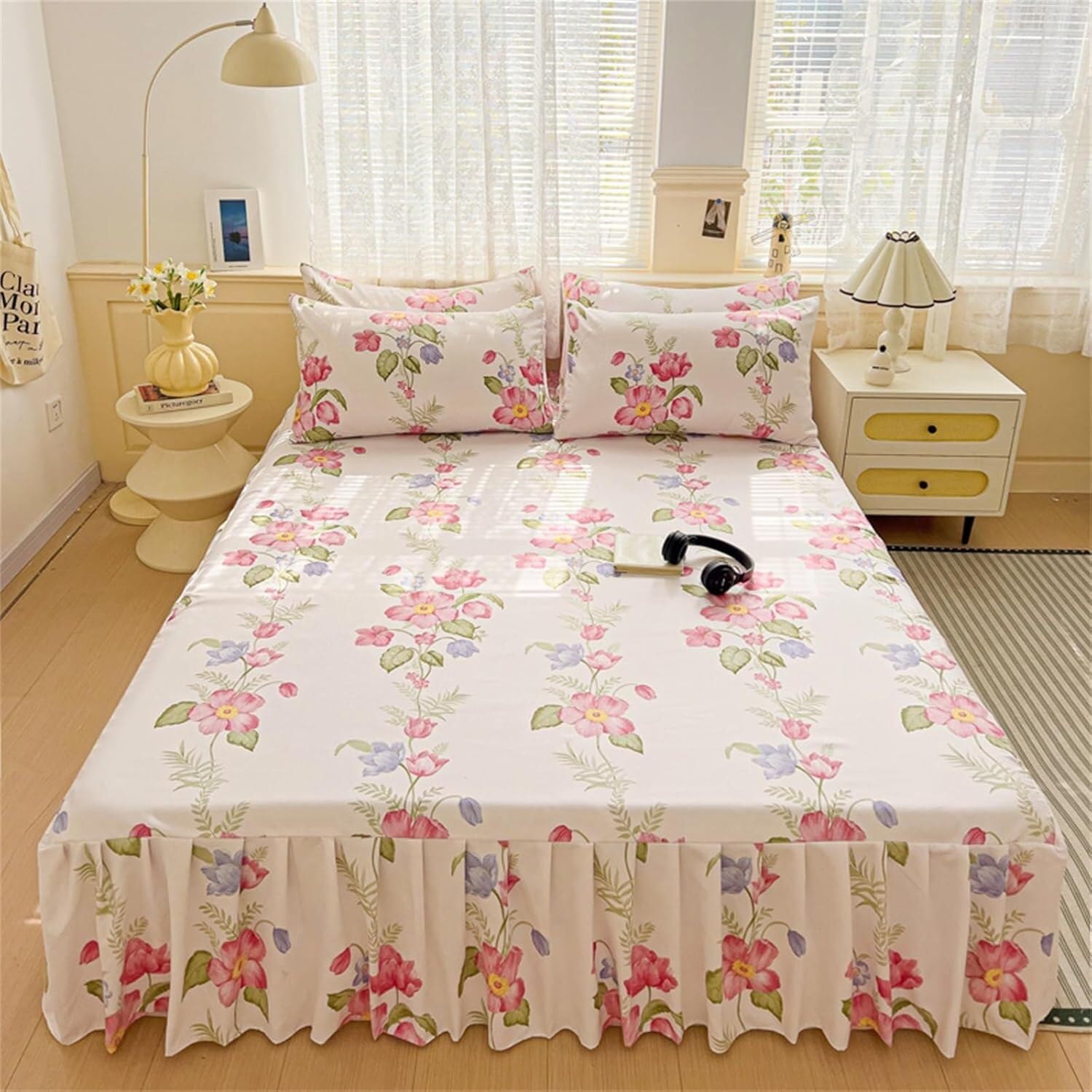 Jupe de lit 200x220cm pour cacher le sommier et stopper la poussière
