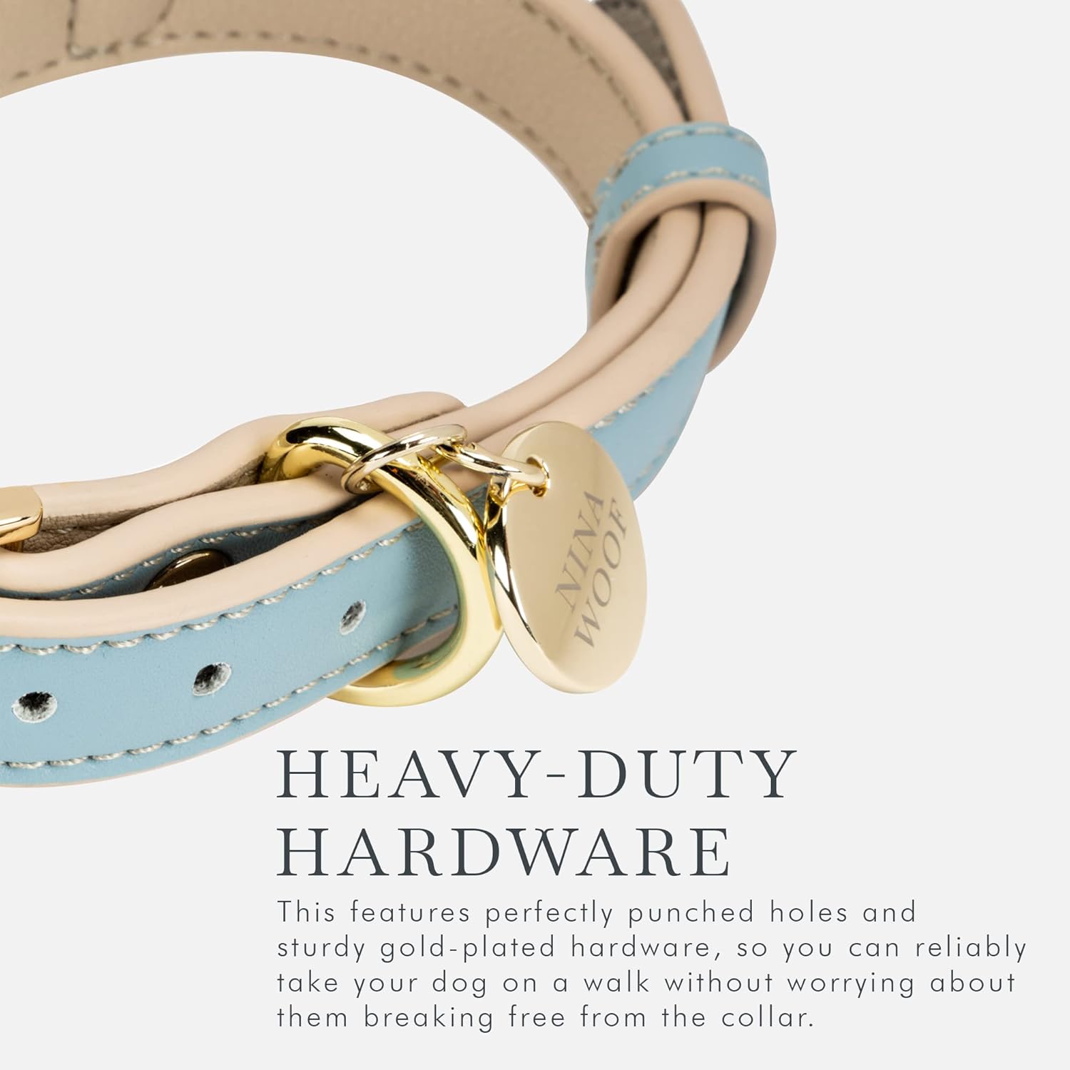 NINA WOOF Cupertino Dog Collars, Harnesses & Leashes Made from Vegan Leather with Dog Tracker Device Holder Adjustable Dog Collar (Extra Small, Blue)