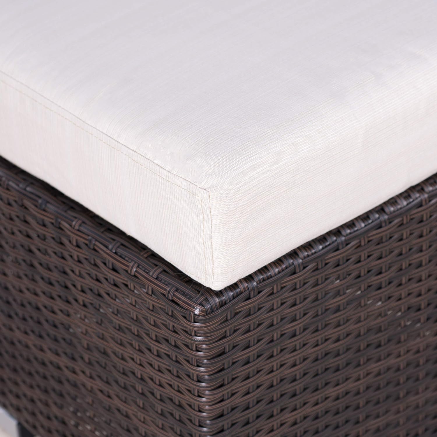Maykoosh rattan Ottoman with Outdoor Fabric Cushion