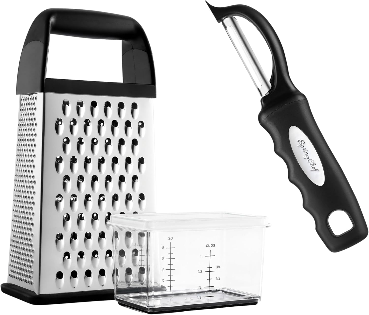 Spring Chef Professional Box Grater with Storage Container
