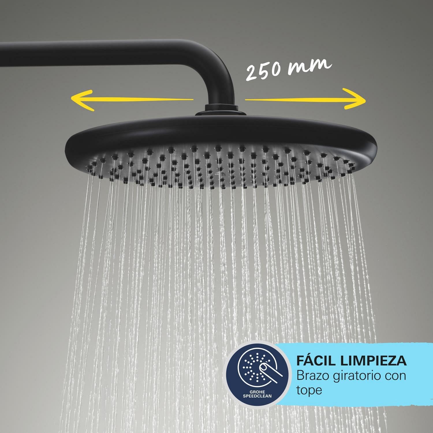 Grohe Vitalio Start System 250 - Sistema de ducha termostático, Ahorro de agua, Antical, Negro mate, 266772431