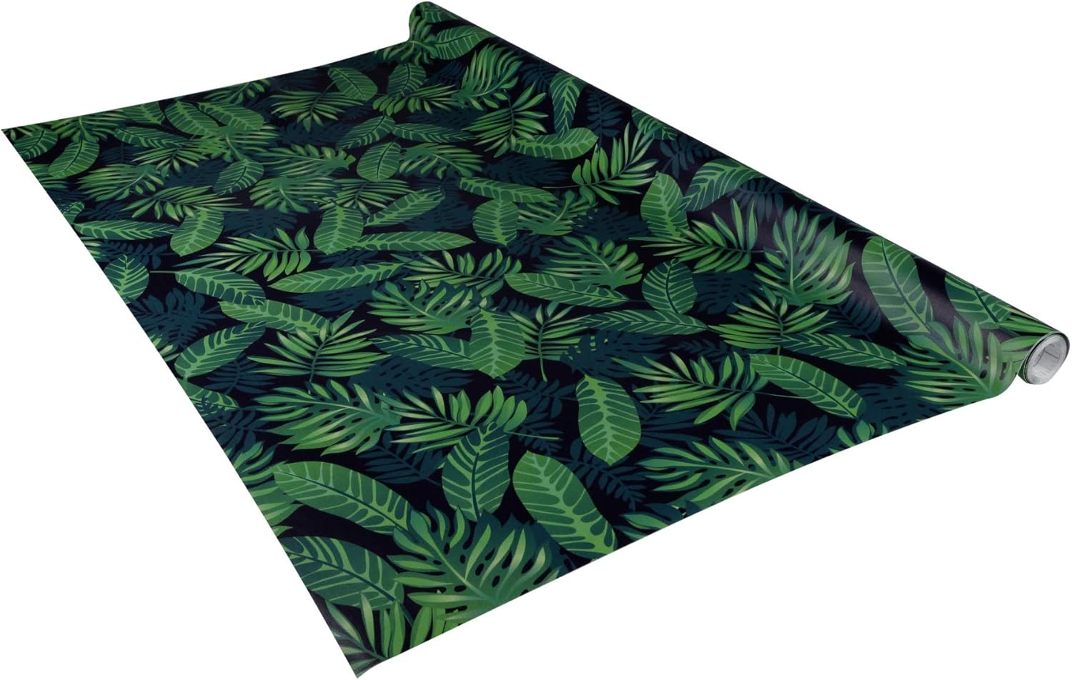Venilia 54941 Jungle Leaf Pattern Decorative Furniture Wallpaper Self-Adhesive Film PVC Phthalate- Green/Black 90 cm x 2.6 m Thickness 95µ (0.095 mm), 2,6 m