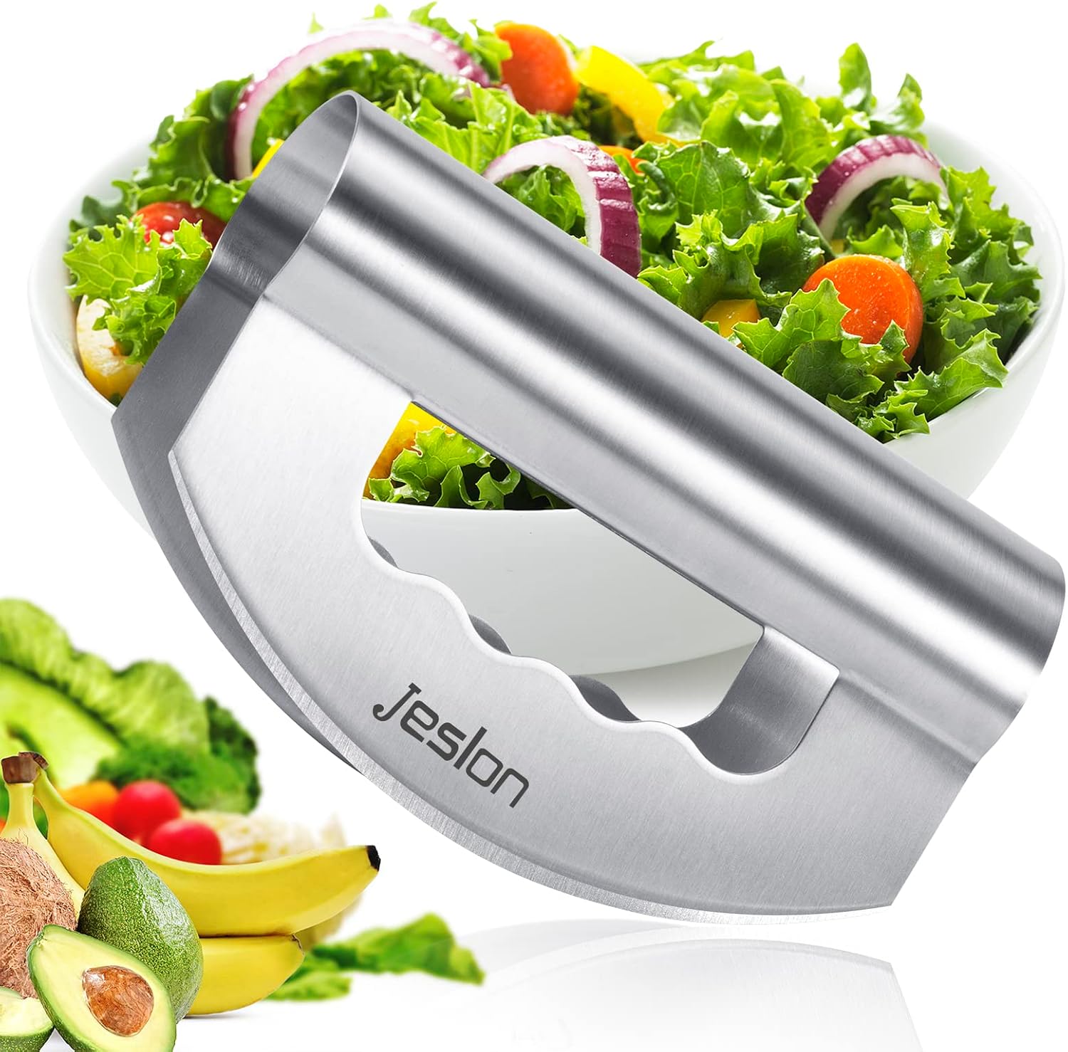 Jeslon Salad Chopper, Double Blade Stainless Steel Mincing Knives for