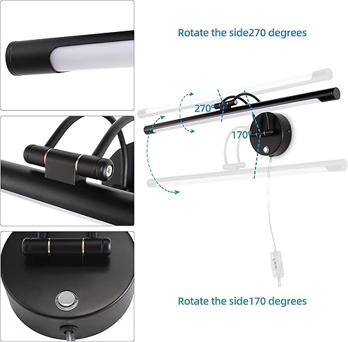 Miniatura 6 de MantoLite Lámpara LED regulable para tocador de baño, 12 W, 24 pulgadas, luces de pared para gabinete, iluminación interior, lámpara de lectura