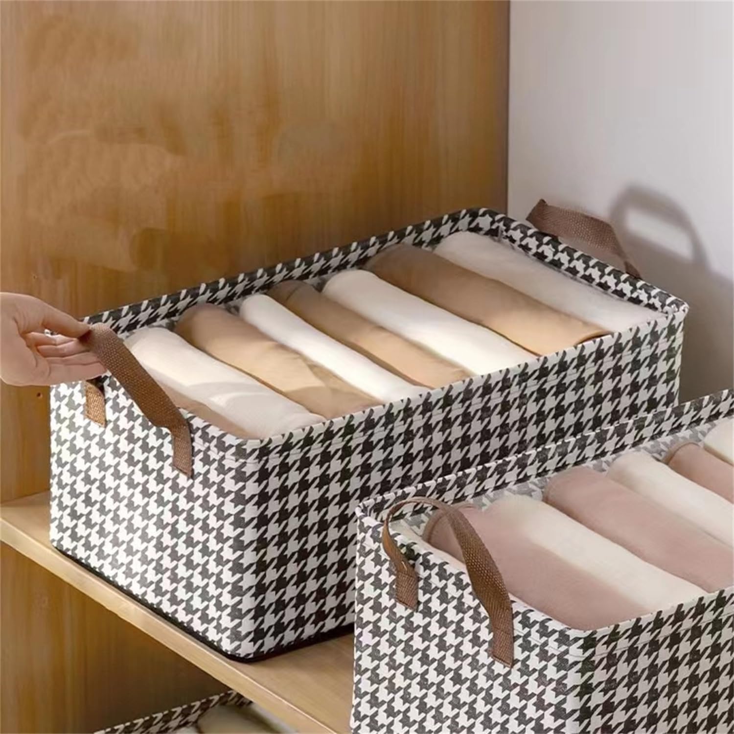 Juflix Books Storage Organizer, Fabric Storage Cubes Organizer with Handles Foldable Storage Baskets for Organizing Toys, Books, Shelves, Closet, Saree (1)