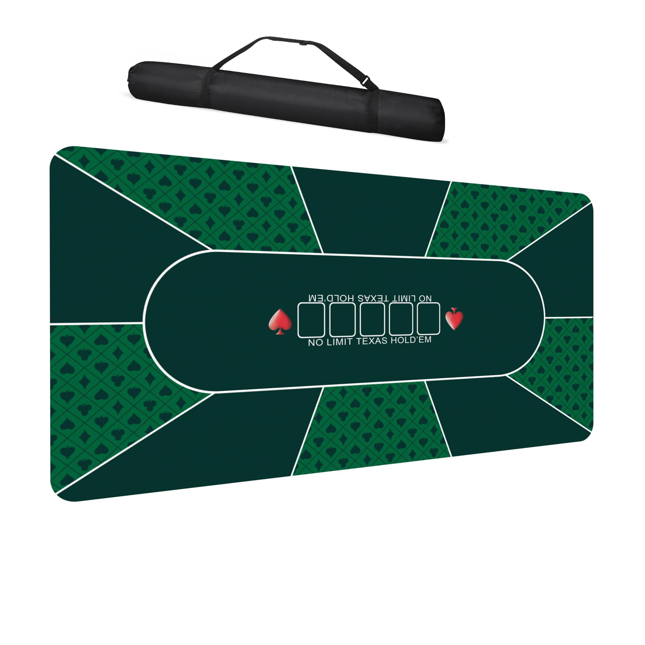 120x60cm Portable Foldable Poker Mat Poker Table Top 8-10 Player Rubber Mat for Texas Hold'em & Blackjack Card Game Layout Non-Slip Poker Table Game Mat Green