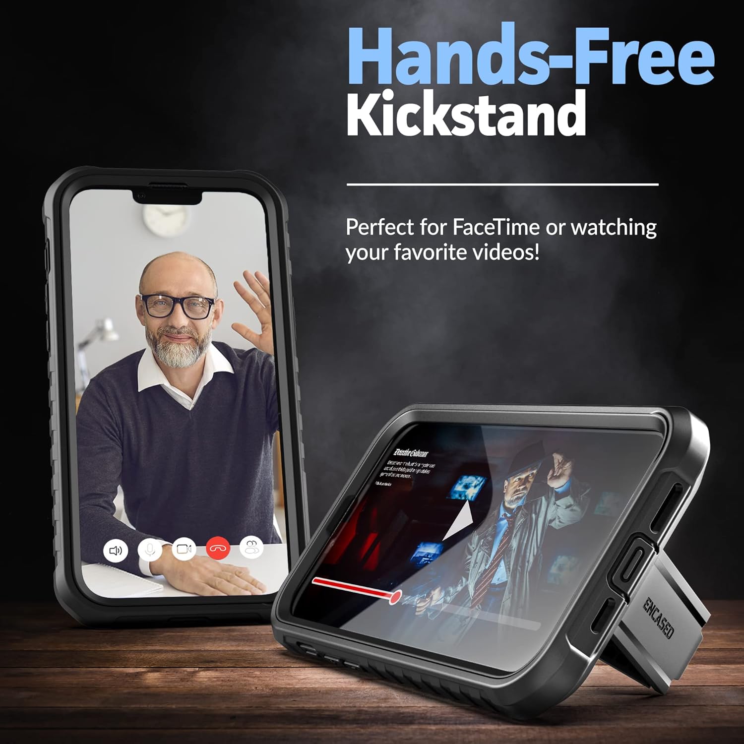 Encased Shockproof Belt Case for iPhone 14 Pro Max with Built-in Screen Protector and Phone Holster Clip (Black) - Image 6