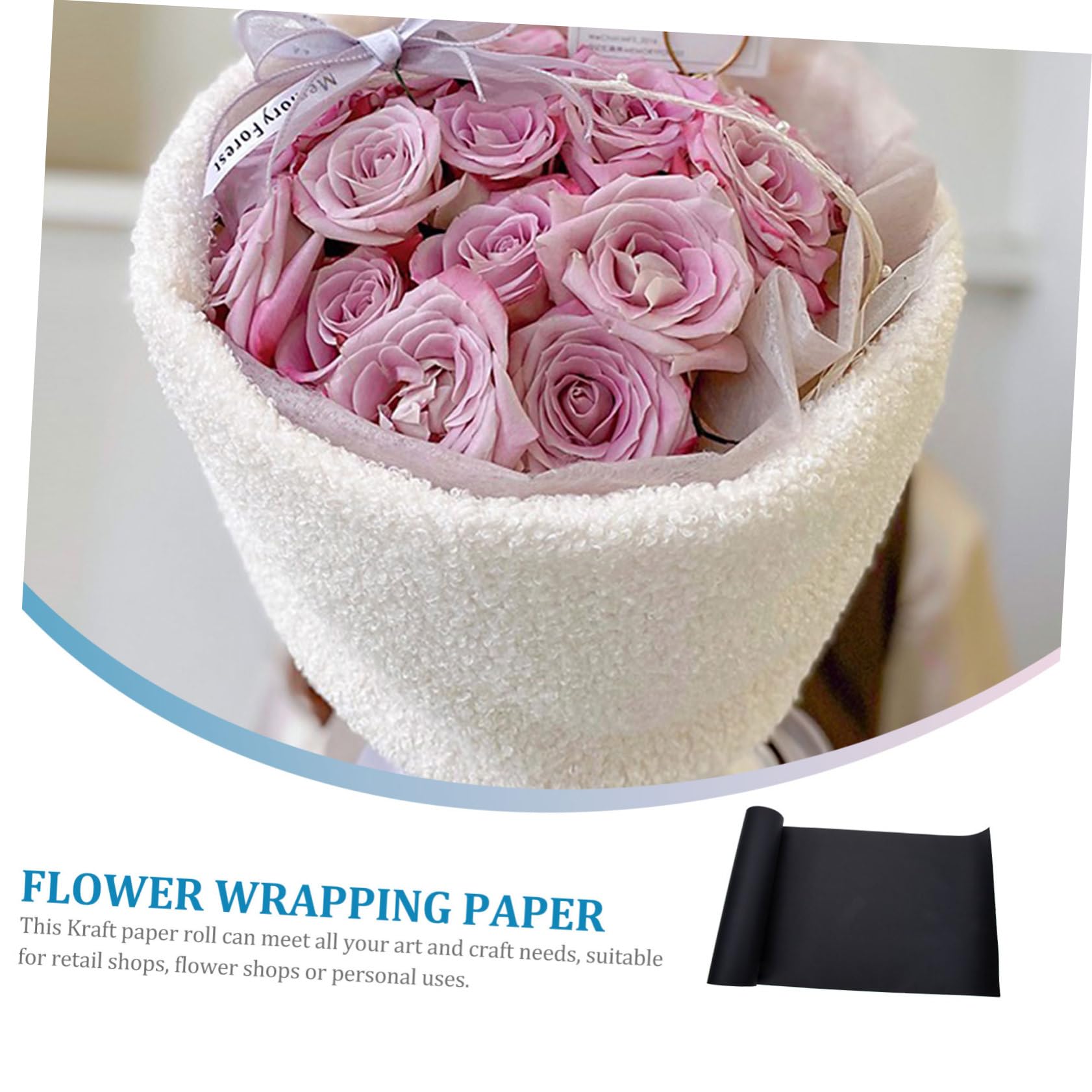 Rouleau de Papier Kraft Noir, Papier D’emballage pour Fleurs, Découpable, Pratique pour Loisirs Créatifs, pour Anniversaire et Saint-valentin