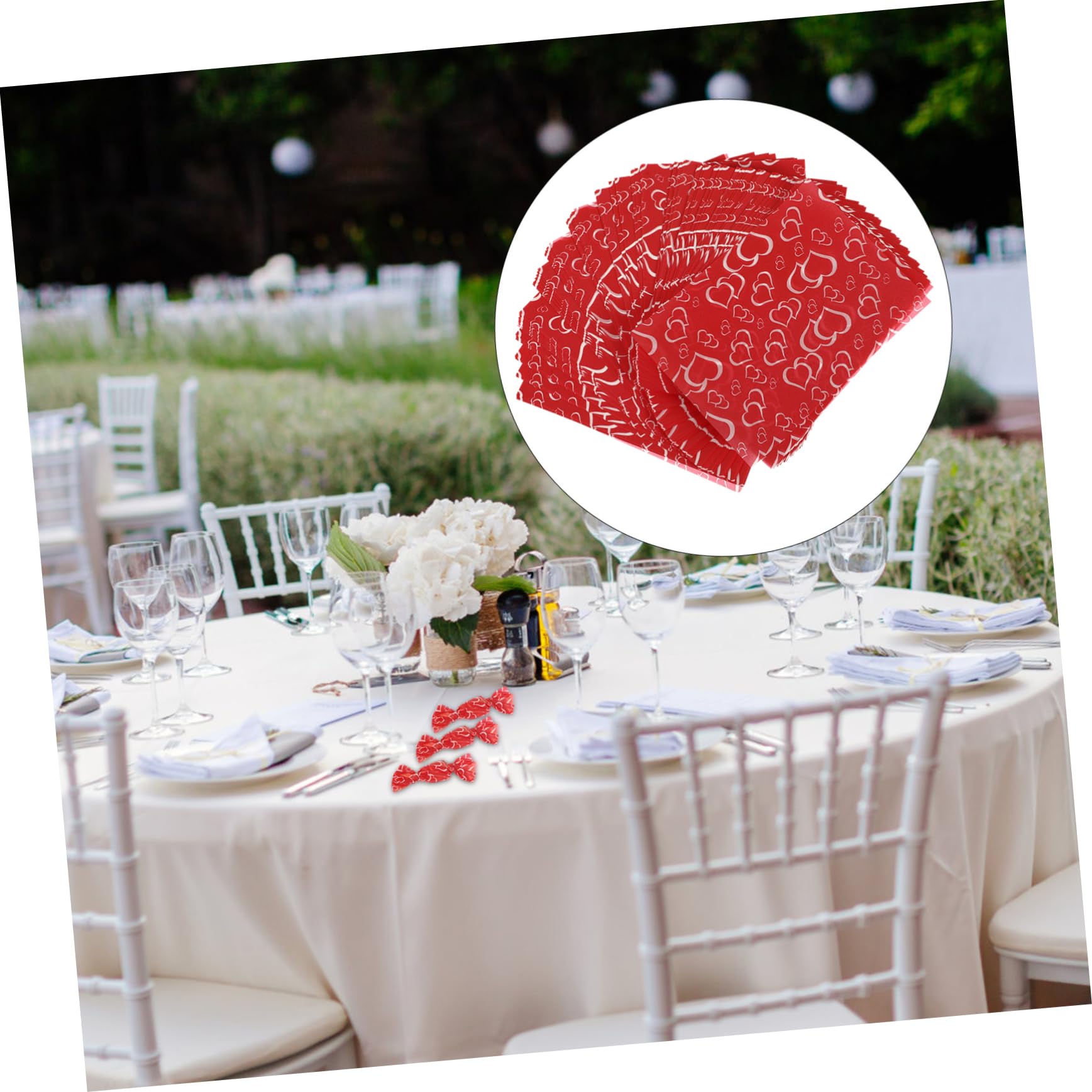 KESYOO 500pcs Heart Printed Candy Wrappers for Caramels - Twisting Wax Paper Sweets Wrapping for Valentine's Day - Weddings and Baking Treats