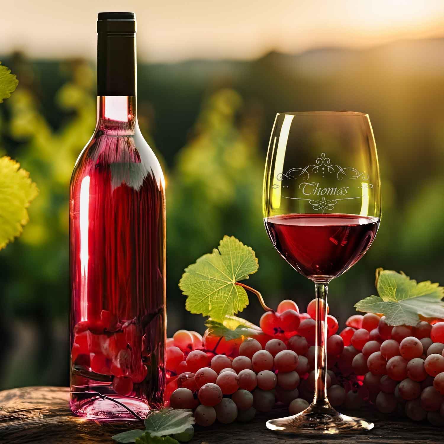 GRAVURZEILE Leonardo Weinglas mit Gravur - Happy Birthday 60 Jahre - Personalisiert mit Name & Text - inkl. Holzkiste & Flasche Wein von Riesling Tandem - Geschenk Set zum 60. Geburtstag für Sie & Ihn