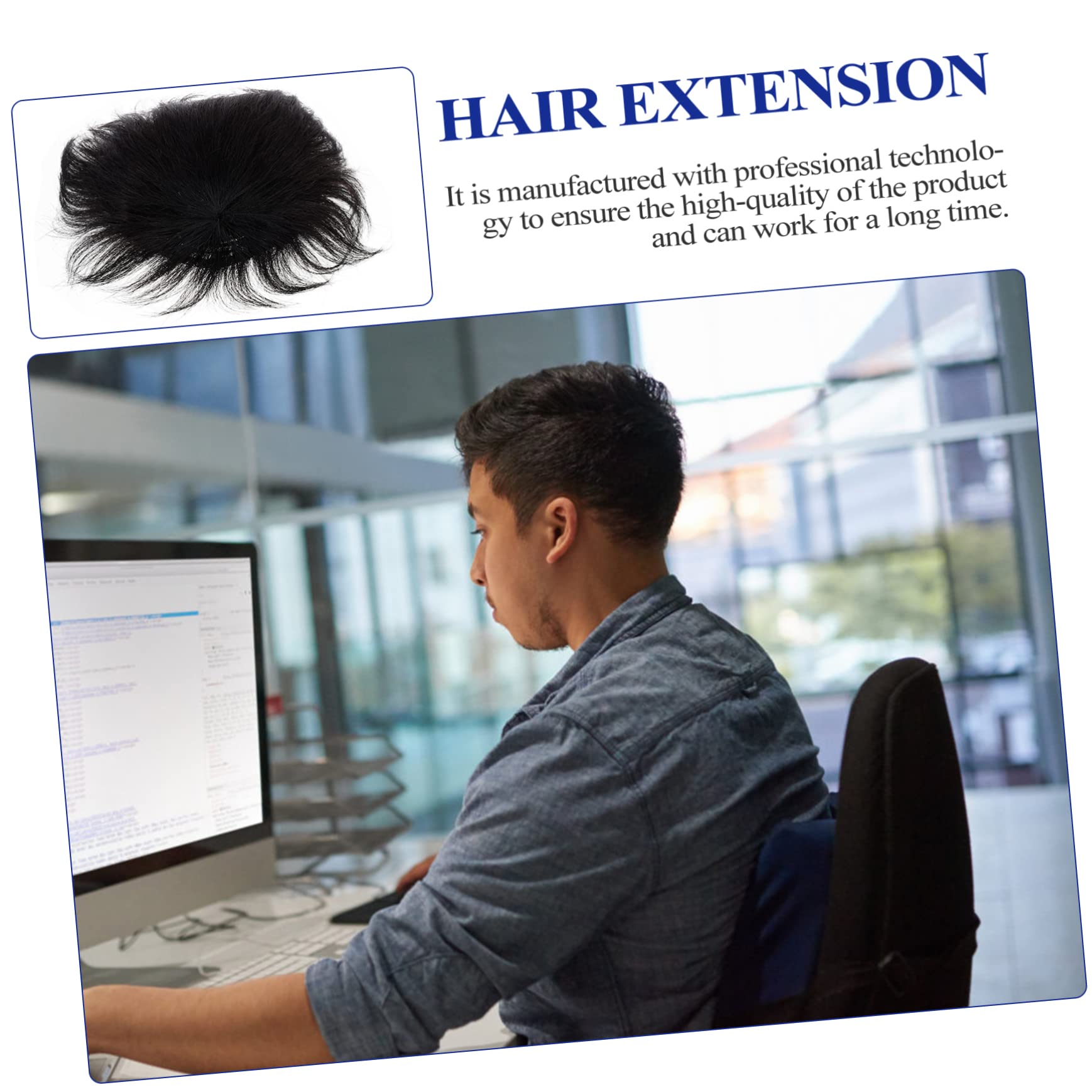 Peluca Masculina para Cubrir Calvo Pieza de Cabello Humano Extensión de Cabello Postiza para Uso Diario