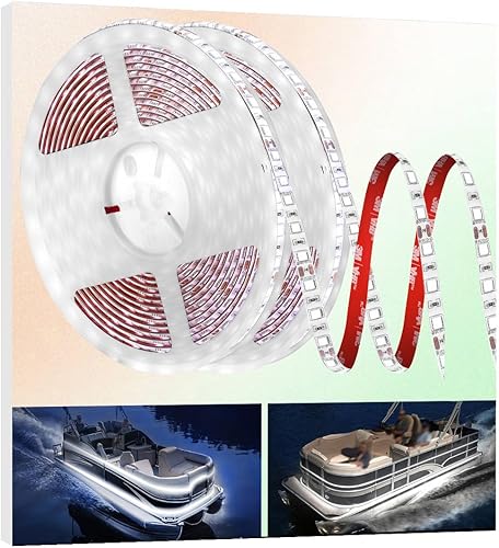 Vista 12 de Luces LED de barco de 25 pies, tira de luces LED de pontón marino impermeable, luz interior de cubierta de barco, accesorios de barcos, iluminación