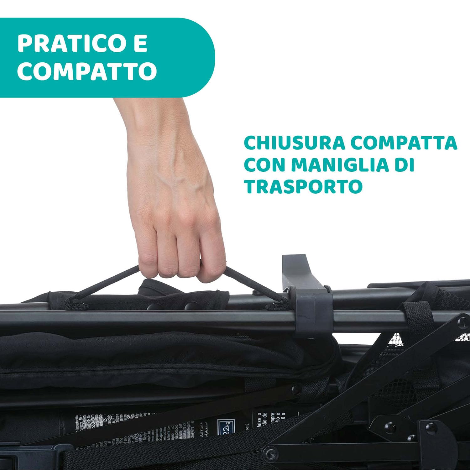 Chicco Liteway 4 Passeggino Leggero Pieghevole da 0 Mesi a 22 kg, Portata Max 25 kg, Reclinabile e Compatto, con Manicotto Paracolpi, Posizione Nanna, Chiusura a Ombrello, Capote Estendibile, Black