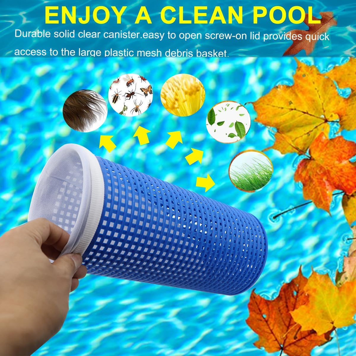 Large Leaf Canister for Pool Vacuum, Pool Leaf Catcher, in-line Filter Canister with Mesh Basket for Hayward Automatic & Manual Cleaners