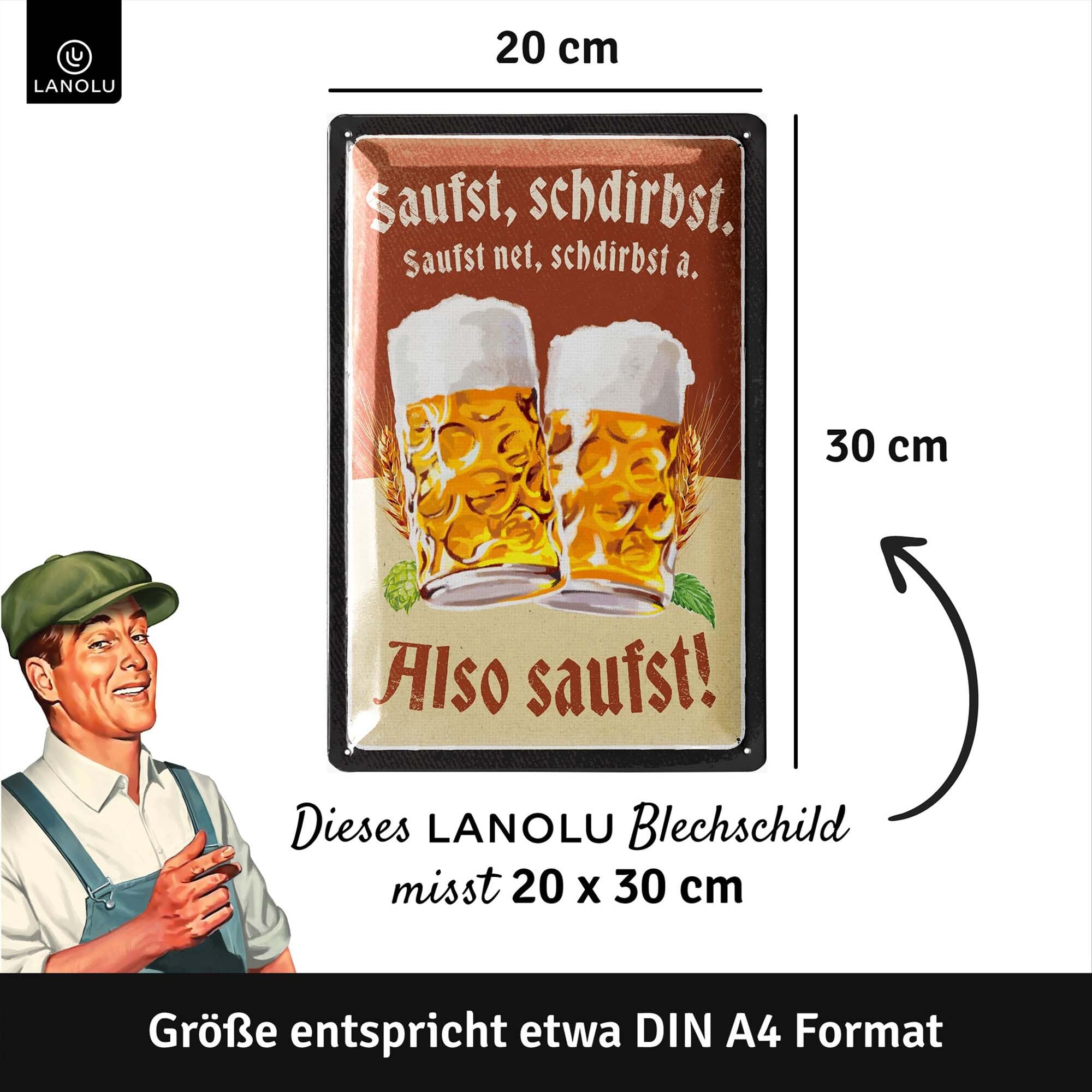 LANOLU Retro metalen bord bier - grappige borden met spreuken bar decoratie voor partykelder, pub bardecoratie voor stamtafel, cadeau-idee voor papa voor Vaderdag, vintage metalen bord 15 x 20 cm