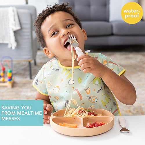 Miniatura 2 de Bumkins Baberos - Baberos para niños pequeños, impermeables, grandes para 1-3 años, manga corta