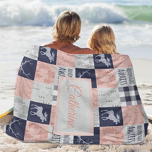 Miniatura 5 de Manta personalizada con nombre, manta de bebé personalizada para niños y niñas, manta personalizada con nombre para niños y adultos, manta de bosque