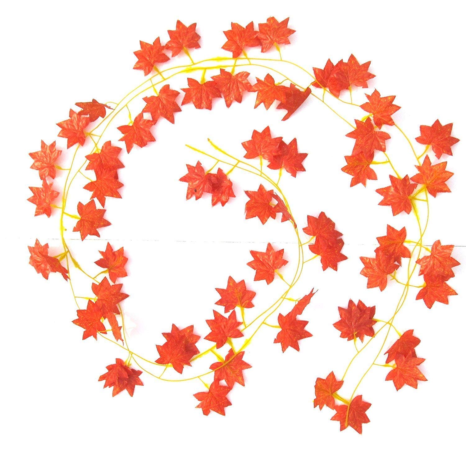 Sanjis Enterprise Artificial Ivy Garlands Leaves Greenery Hanging Vine Creeper Plants Bunch for Home Decor | Main Door |Wall Door | Balcony |Room Decoration Party -Each 6 feet (Orange 3 String)