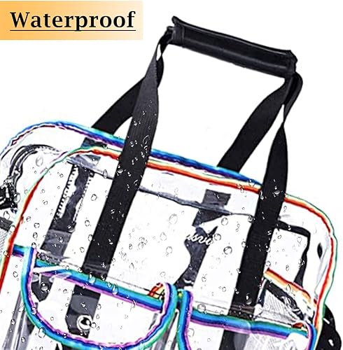 Miniatura 5 de MOFASVIGI Bolsa transparente aprobada para estadios, transparente, impermeable, para trabajo, juegos deportivos, conciertos, viajes, 12 x 12 x 6