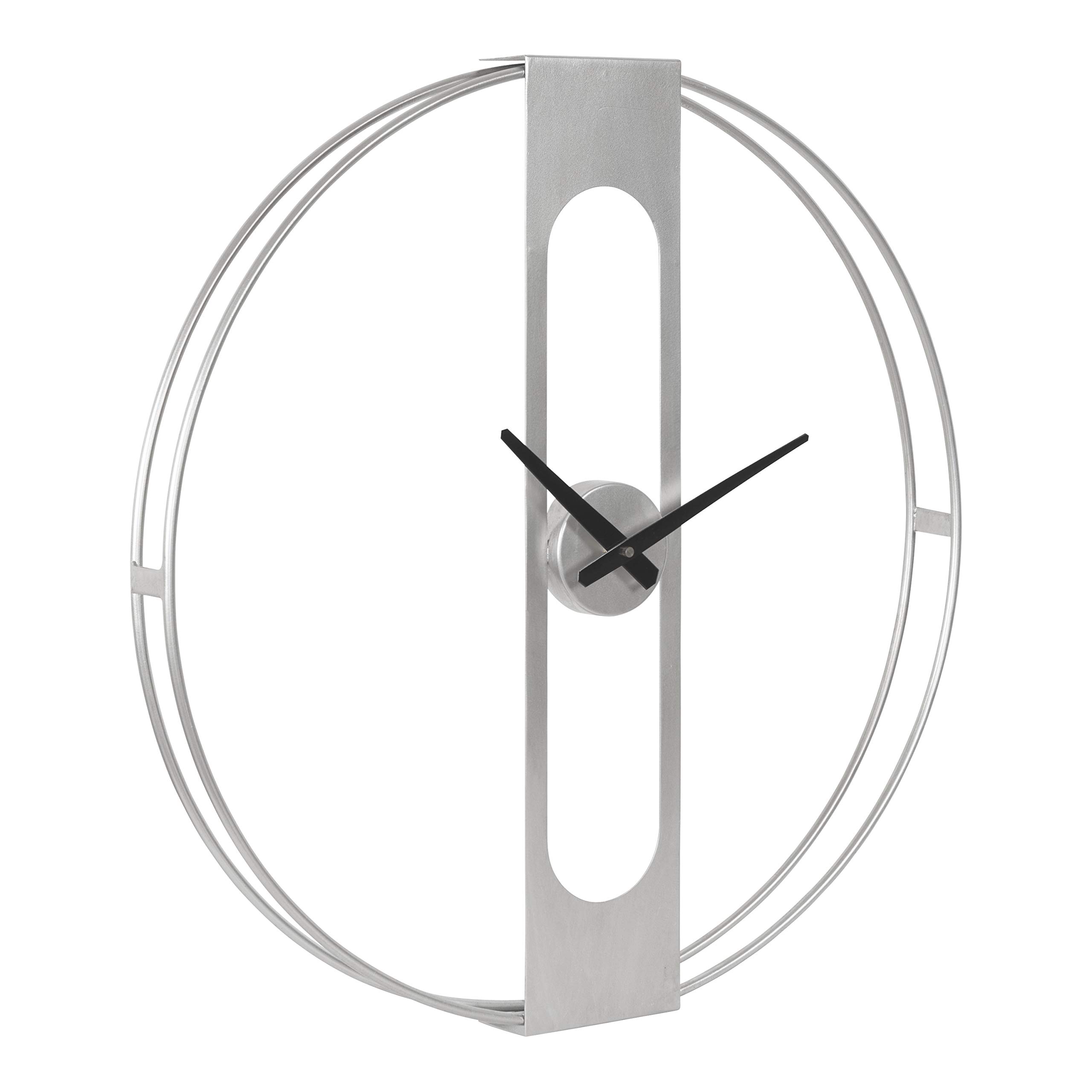 Kate and LaurelUrgo Modern Wall Clock, 22 Inch Diameter, Silver, Wall Mounted Home Decor with Function
