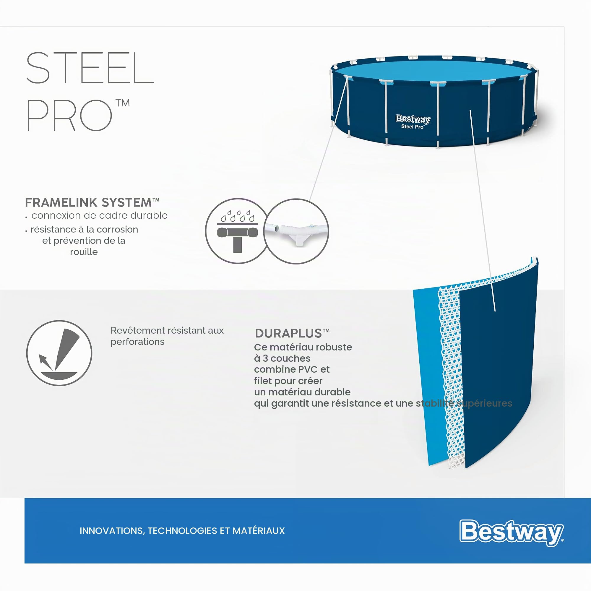 Bestway Steel Pro Kit Piscine Hors Sol Ronde 3,66 m X 76 cm