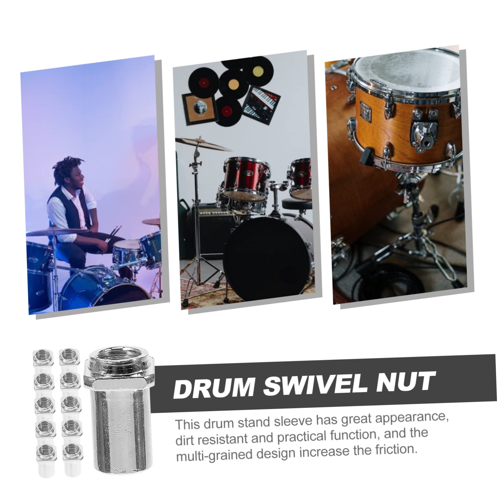 20Pcs Drum Swivel Nuts Replacement for Tom Lug Essential Spare Parts for Electronic and Acoustic Drums Floor Drum Accessories Durable Drum Supply