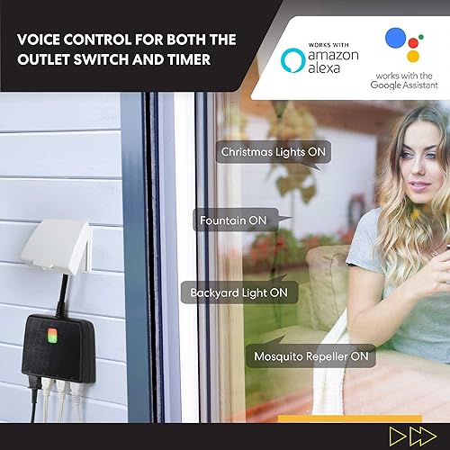 Miniatura 8 de Regleta de Alimentación Inteligente para Exteriores de Servicio Pesado, Enchufe WiFi con Toma Resistente al Agua, Cable de Extensión de Alimentación