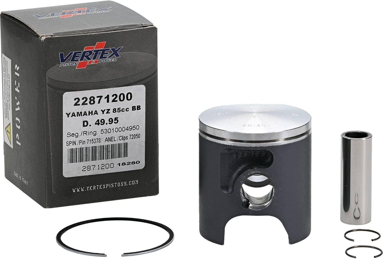 Vertex Cast Big Bore Piston Kit 22871200 Compatible With/Replacement For Yamaha YZ 85 2002-2018
