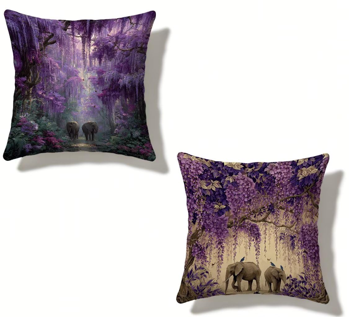 Housse de coussin rectangle lin violet 50x50 fermeture eclair invisible