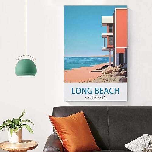 Miniatura 4 de Long Beach California - Pósteres de viaje vintage de hotel de 12 x 18 pulgadas (11.8 x 17.7 in) para pared, pintura en lienzo para sala de estar,