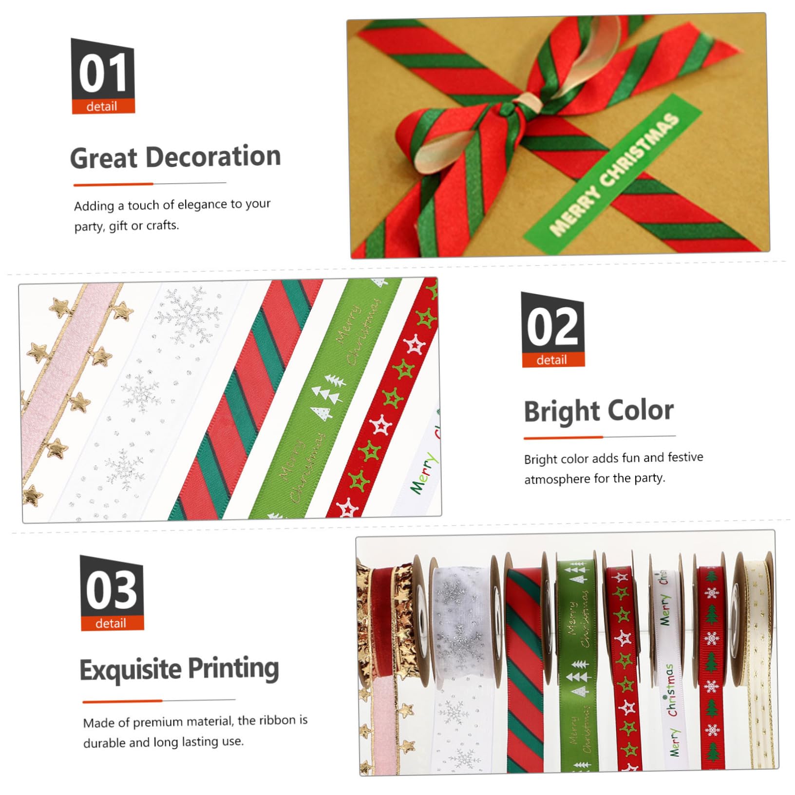 Tofficu 16stücke Teiliges Weihnachtsband Bunte Geschenkverpackung Für Weihnachtsdekoration Und Partyverzierungen Aus Strapazierfähigem Für Und Bastelprojekte