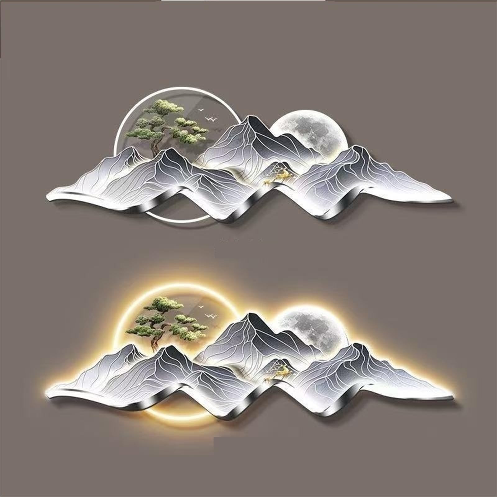 Cuadro Decorativo de Pared con Enchufe y Luces LED, 120 cm de Largo x 39 cm de Ancho, Blanco cálido, Montaje en Pared, para Sala de Estar