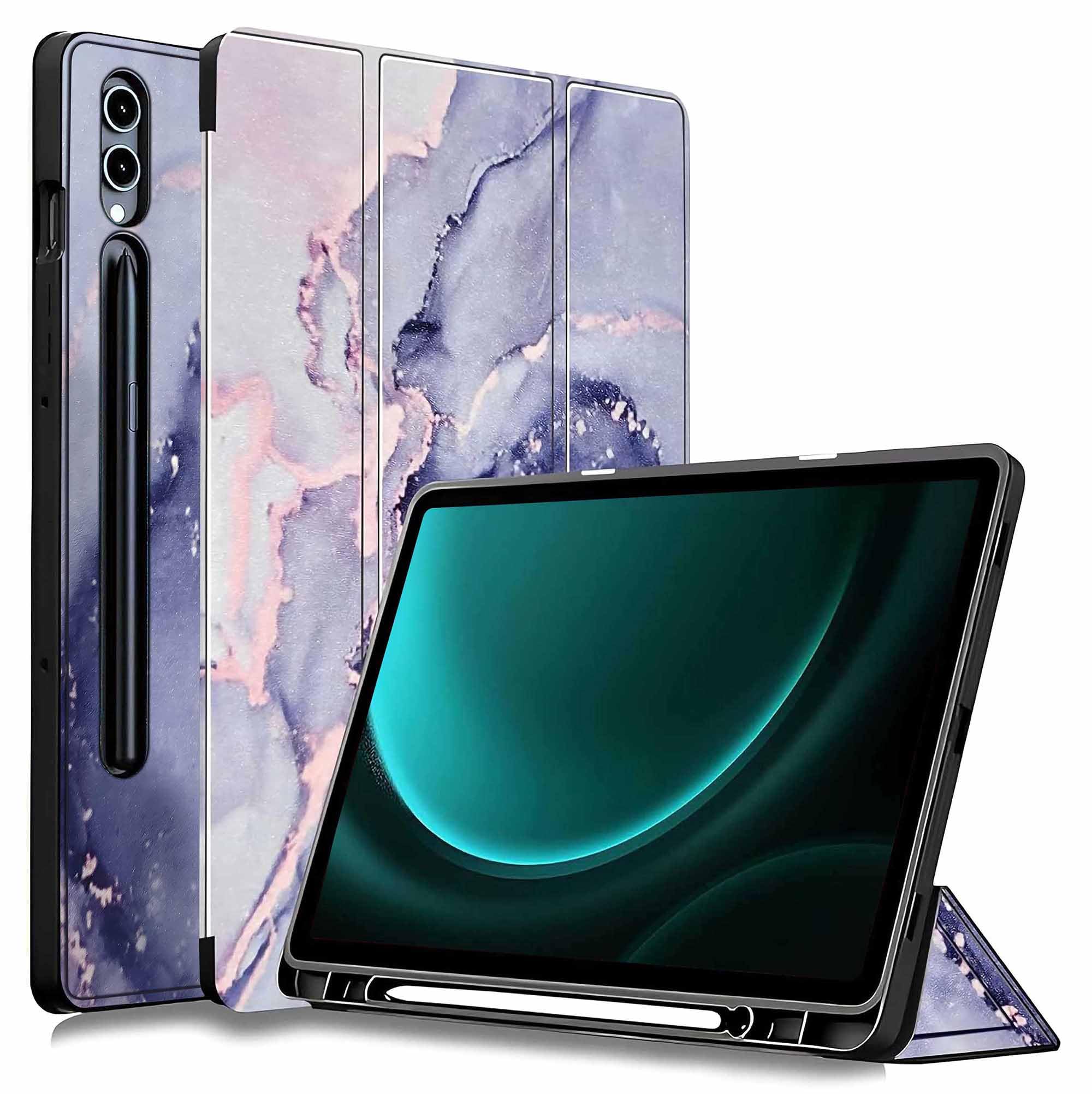 ProElite Cover for Galaxy Tab S9 FE Plus/S9 Plus/S10+ 12.4" Cover, Soft Flexible Flip Case Cover with S Pen Holder for Samsung Galaxy Tab S9/S9 Plus/S10+ 12.4 inch, [Recoil Series]- Marble Purple-image-44