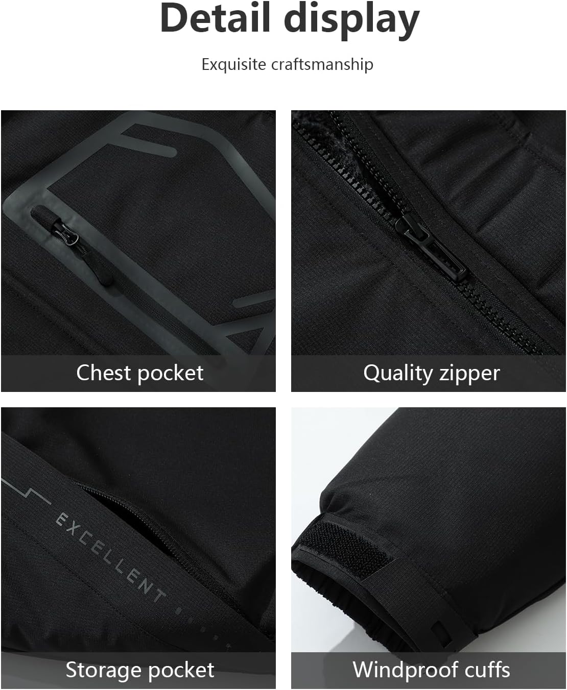 MAOYSSEN Men's Waterproof Ski Jacket — Padded Warm Lined Winter Jacket, Detachable-Hood Parker Windproof Jacket - Image 5