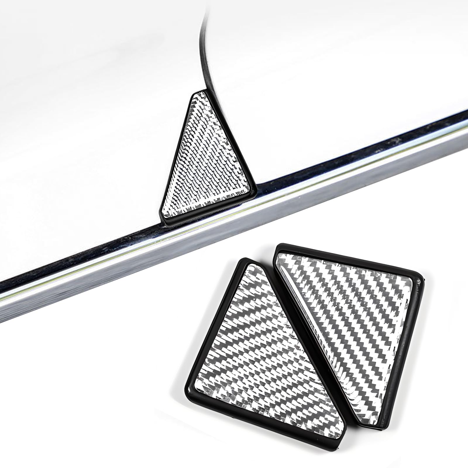 Fluher 2 PCS Car Door Corner Protector, 1.81In x 2.28In x 2.67In Carbon Fiber Waterproof Anti-Collision Vehicle Decorative Accessories with Adhesive, Universal Automotive Door Edge Sticker (Silver)