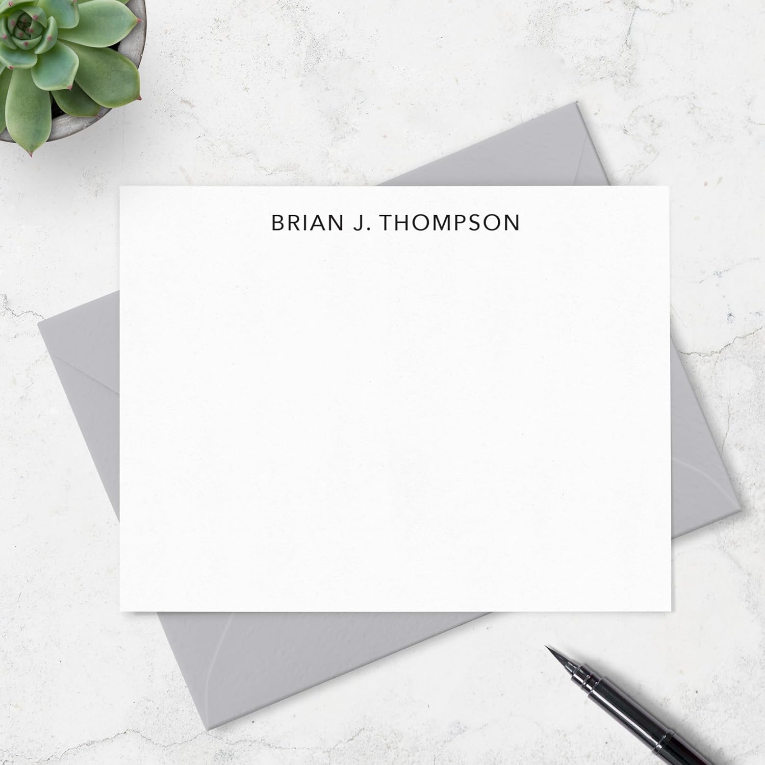 Personalized Stationery Note Cards with Envelopes for Men, Professional Classic Simple Design Mens Handmade Stationary Thank You Notecards, Choose Your Colors and Set Size (#3 Regular)