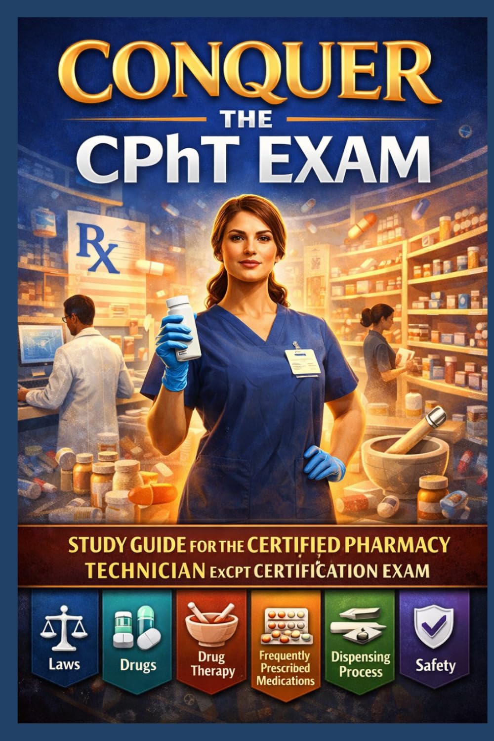 Conquer the CPhT Exam: Study Guide for the Certified Pharmacy Technician ExCPT Certification Exam Covering Laws, Drugs, Drug Therapy, Frequently ... Process, and Safety (Healthcare Exams)