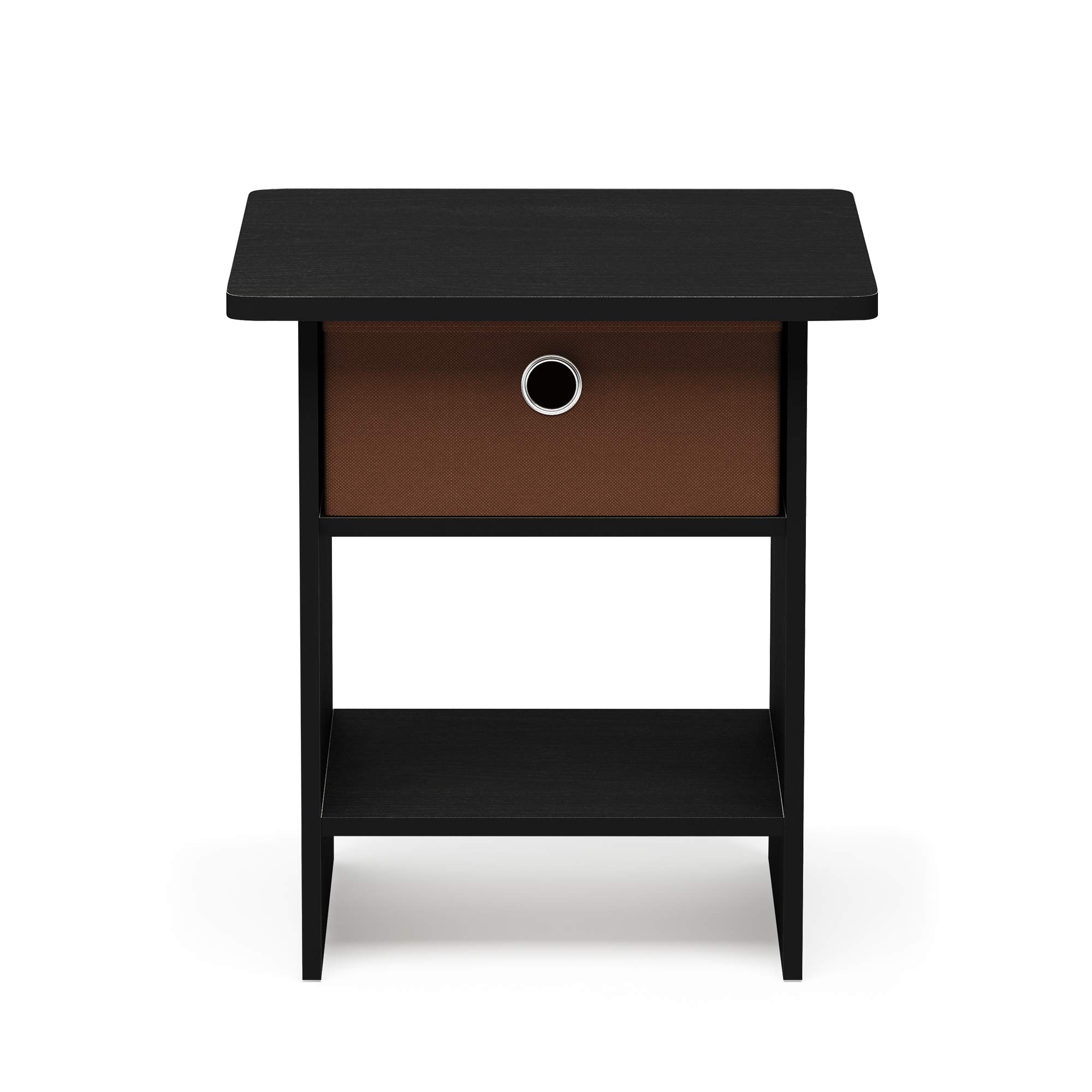 Furinno Dario Comodino, HOLZ, Nero/Marrone (Americano/Medium Brown), taglia unica