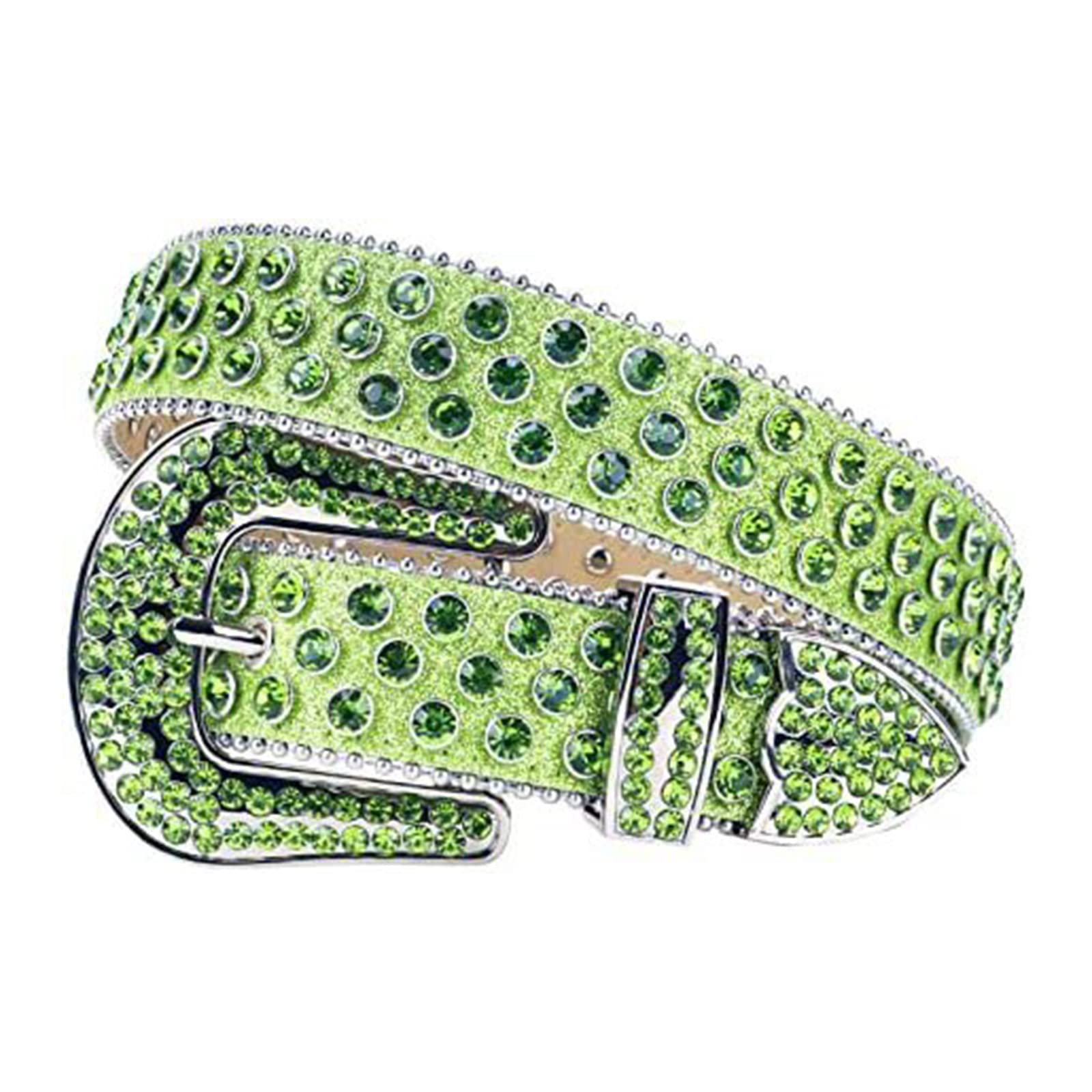 [Tizuqe] Rhinestone Waist Belt Women Jean Studded Cowgirl Western Rhinestone Waistband, New Green, 100