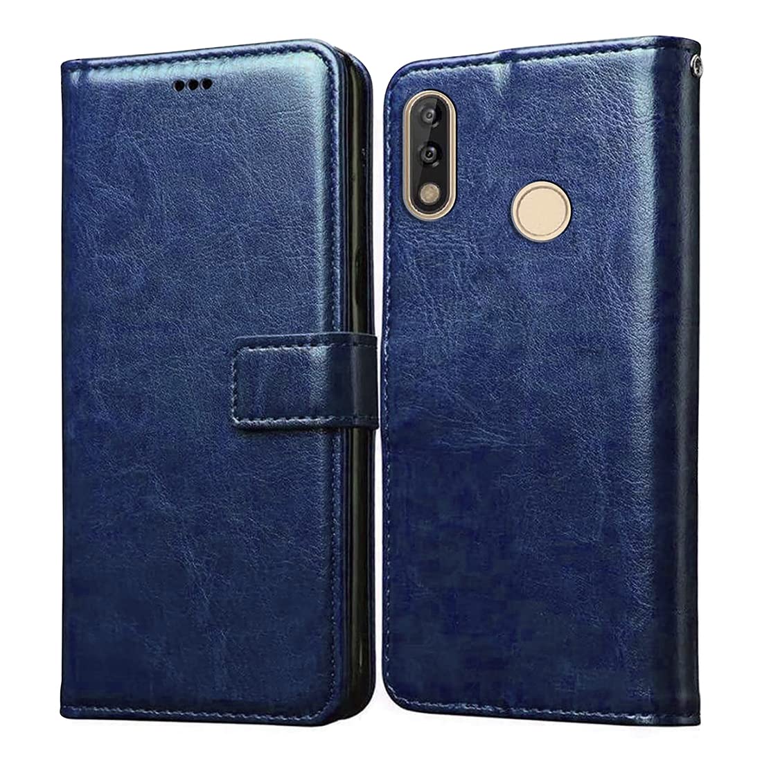 Casotec Flip Cover for Tecno Camon i Sky 3 | Premium Leather Finish | Inbuilt Pockets & Stand | Flip Case for Tecno Camon i Sky 3 (Blue)