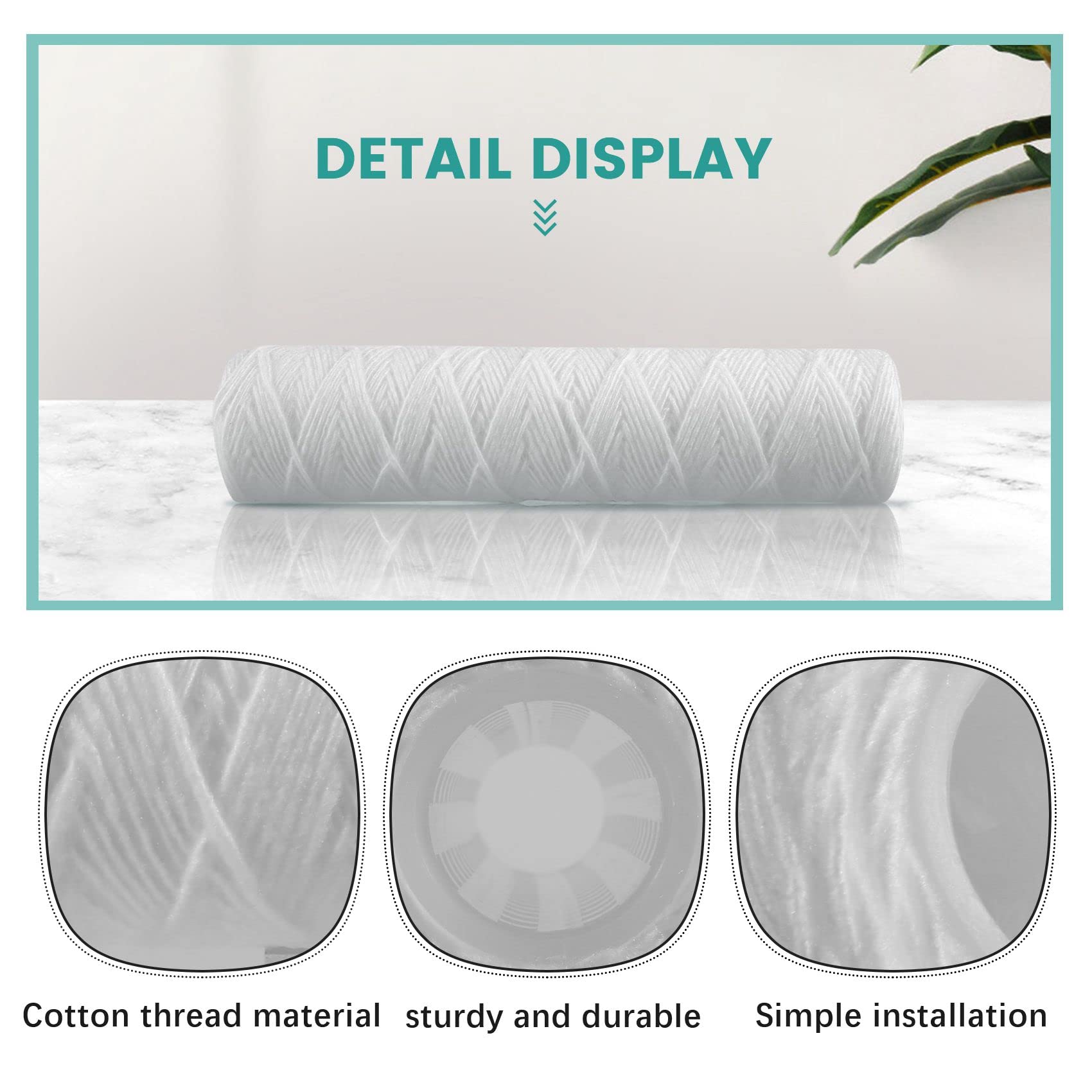 Filtro de agua de sedimentos de cuerda de 10 micrómetros, paquete de 6, filtración de sedimentos para toda la casa, universal
