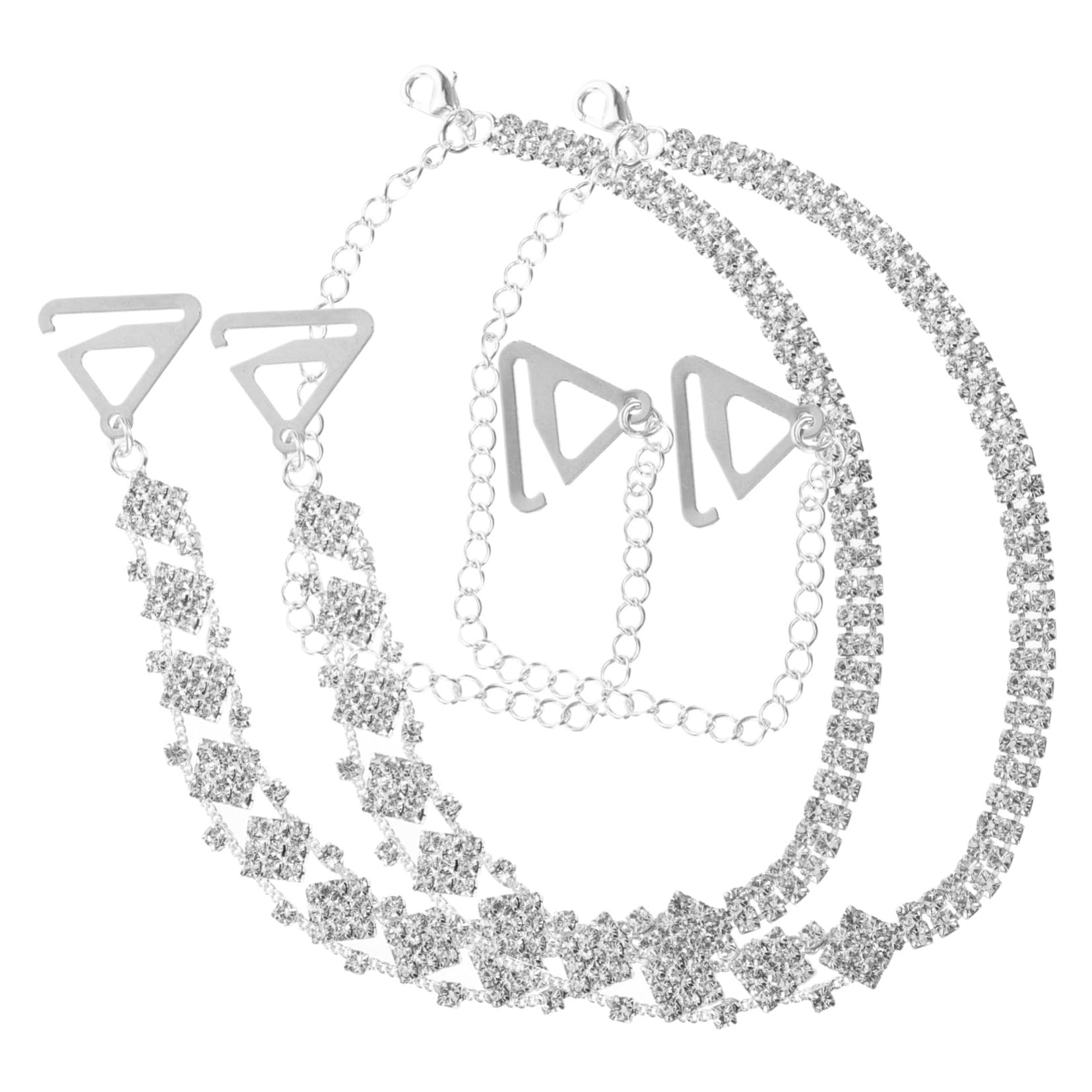 Beavorty Tirantes De Sujetador Invisibles Extraíbles Ajustables Para Boda Lencería Vestido Tirantes De Hombro Correas De Tocador Tirantes De Diamantes De Imitación Metal Plateado
