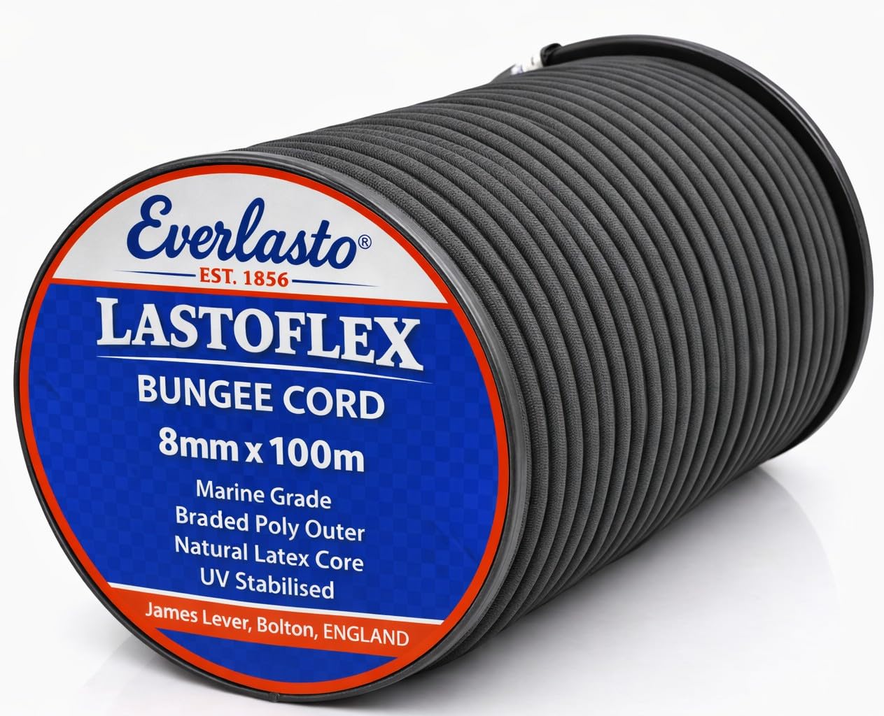Everlasto Black 'Lastoflex' Elastic Bungee Cord Shock Cord Rope 8Mm X 100M